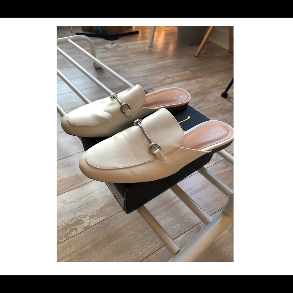 White w/ silver accent loafers